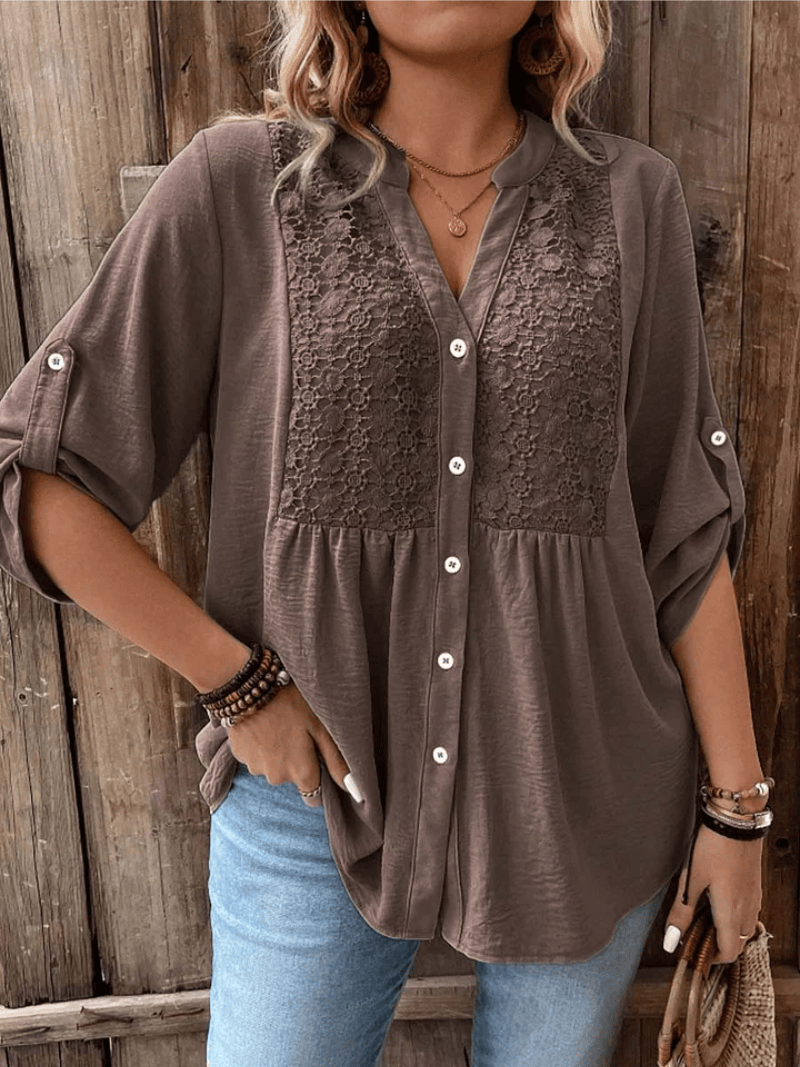 Tilda | Lace-Trimmed Button Blouse