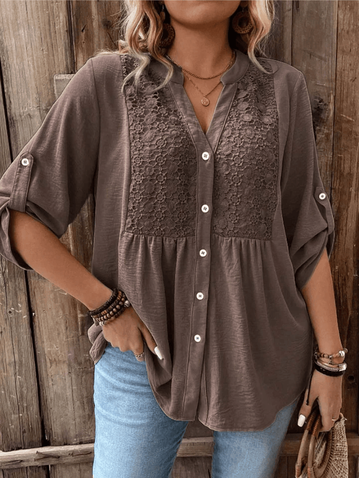 Tilda | Lace-Trimmed Button Blouse