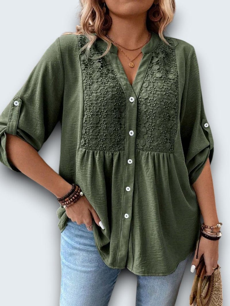 Tilda | Lace-Trimmed Button Blouse