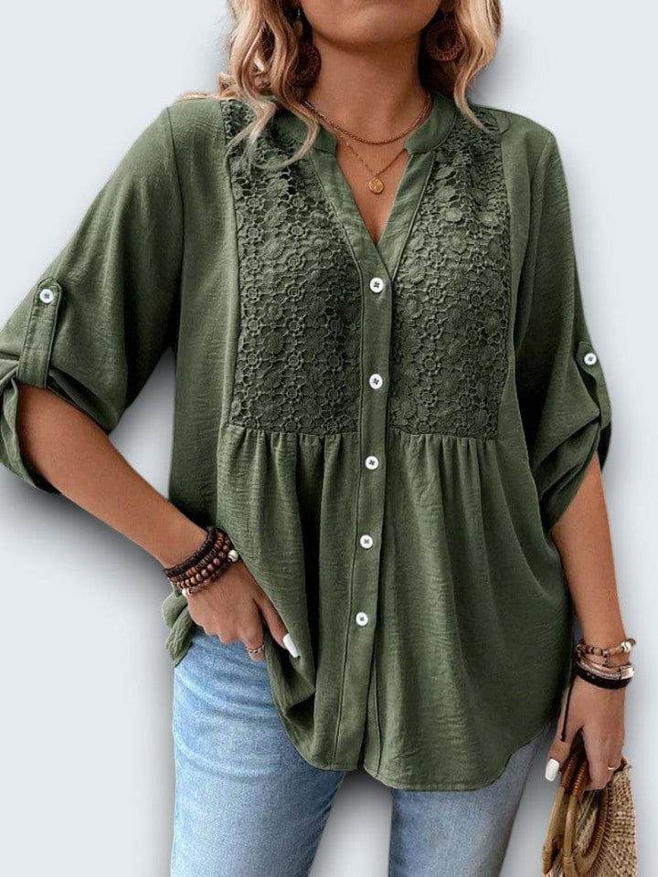 Tilda | Lace-Trimmed Button Blouse