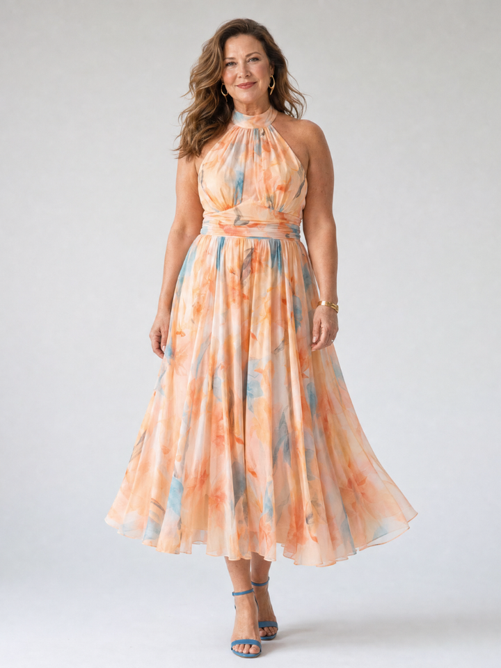 Marielle | Flowing Halter Midi Dress