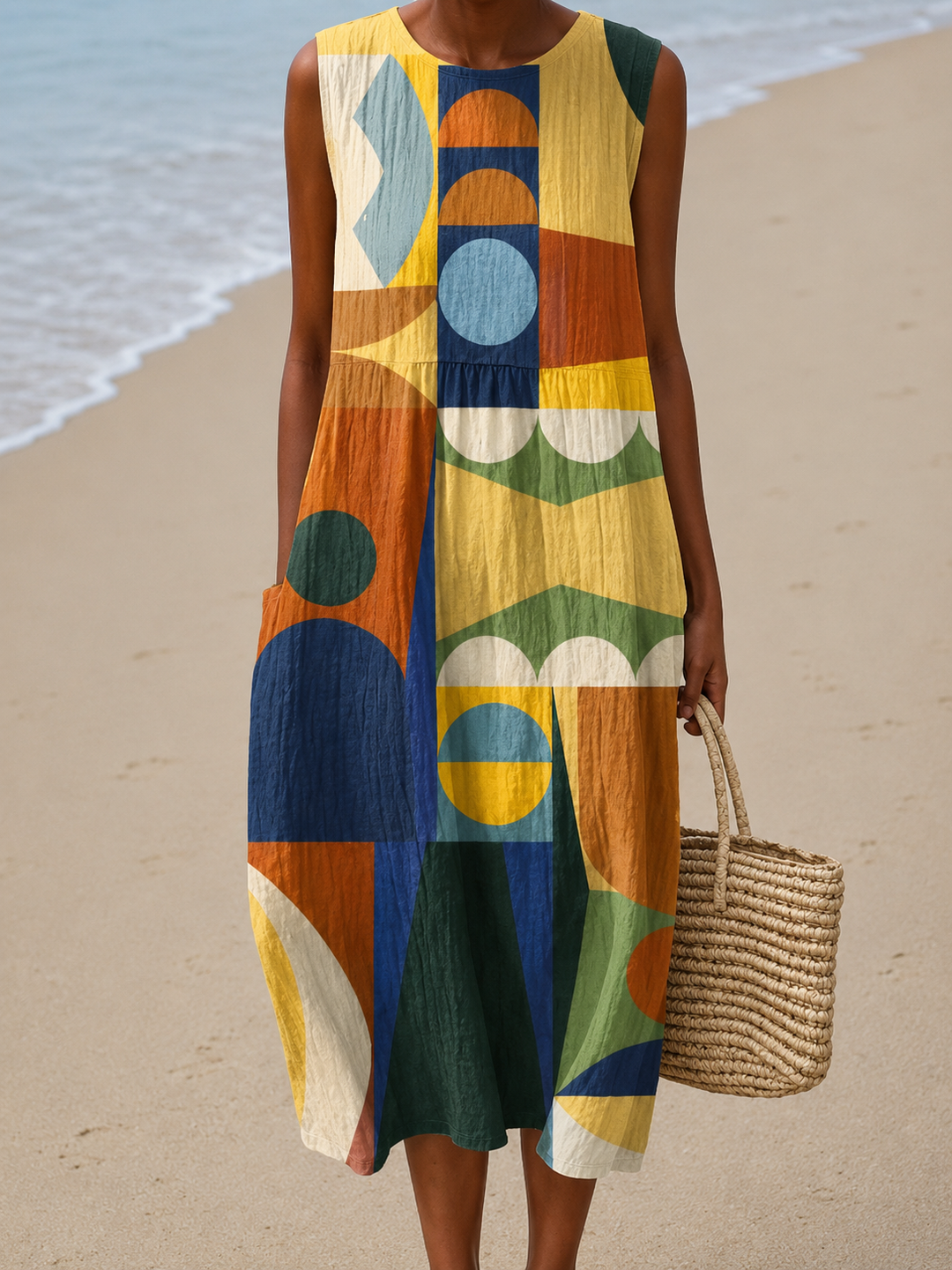 Marta | Artful Sleeveless Midi Dress