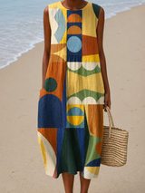 Marta | Artful Sleeveless Midi Dress