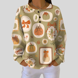 Della | Autumn Charm Button-Neck Sweatshirt