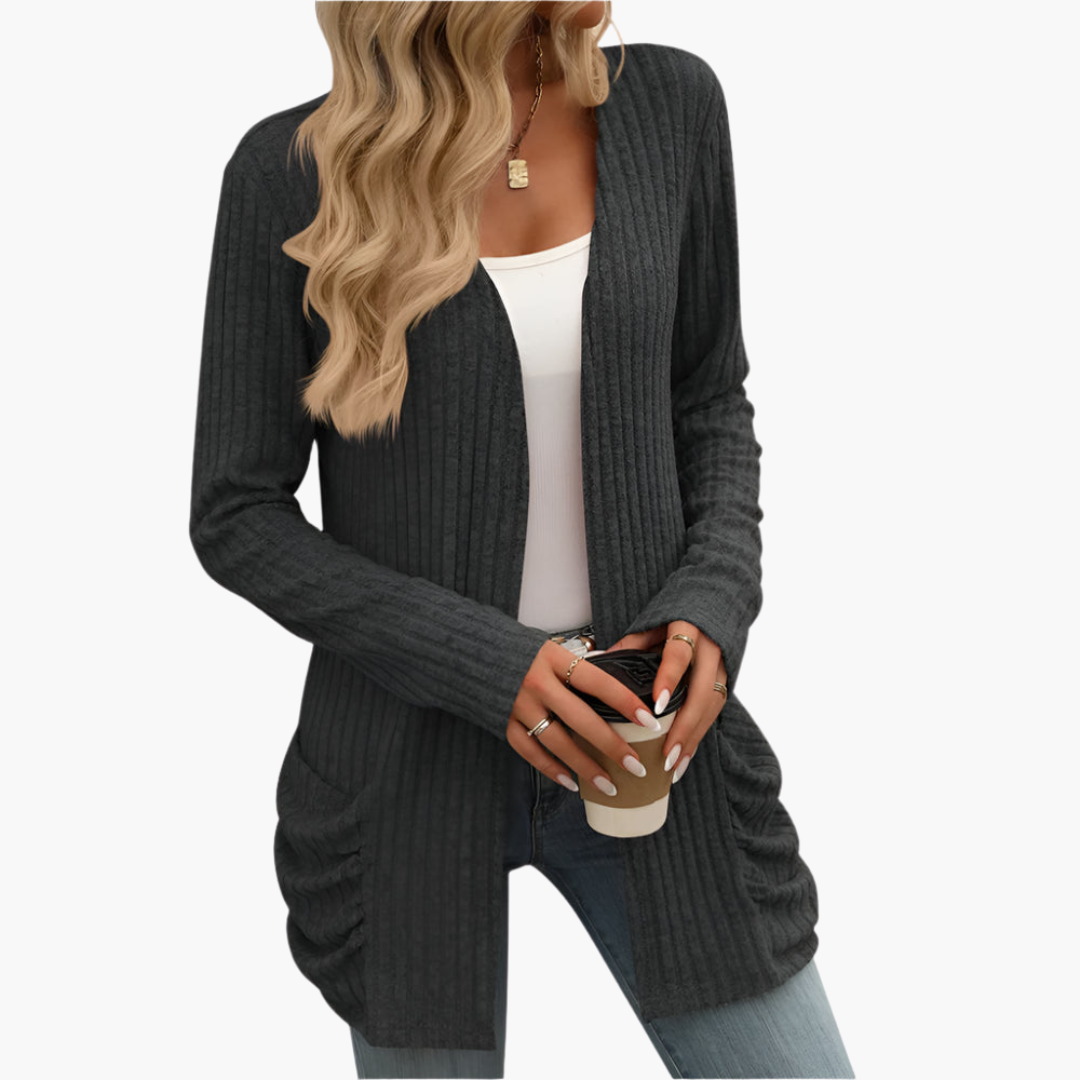 Helen | Ribbed Open-Front Cardigan