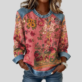 Farrah | Floral Contrast-Trim Sweatshirt