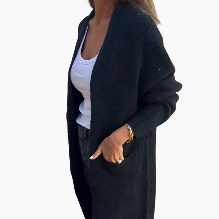 Renata | Long Open-Front Pocketed Cardigan