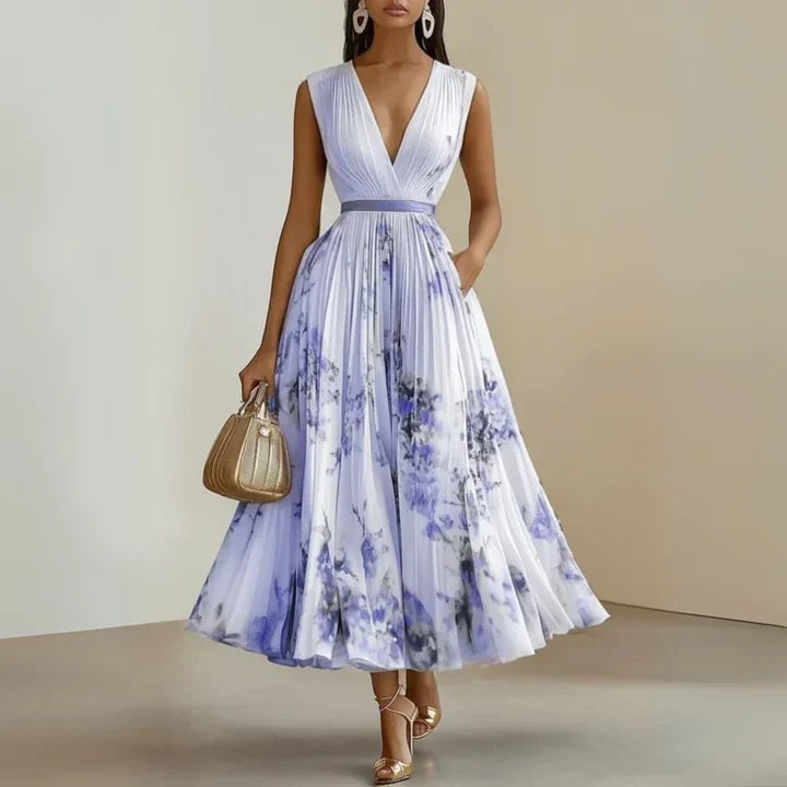 Genevra | Pleated Floral Maxi Dress