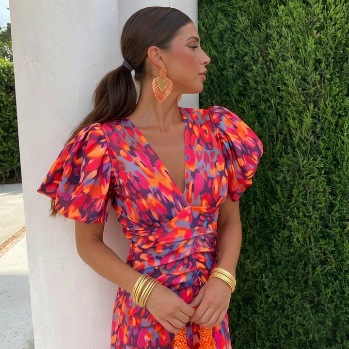 Camryn | Ruched Puff Sleeve Dress