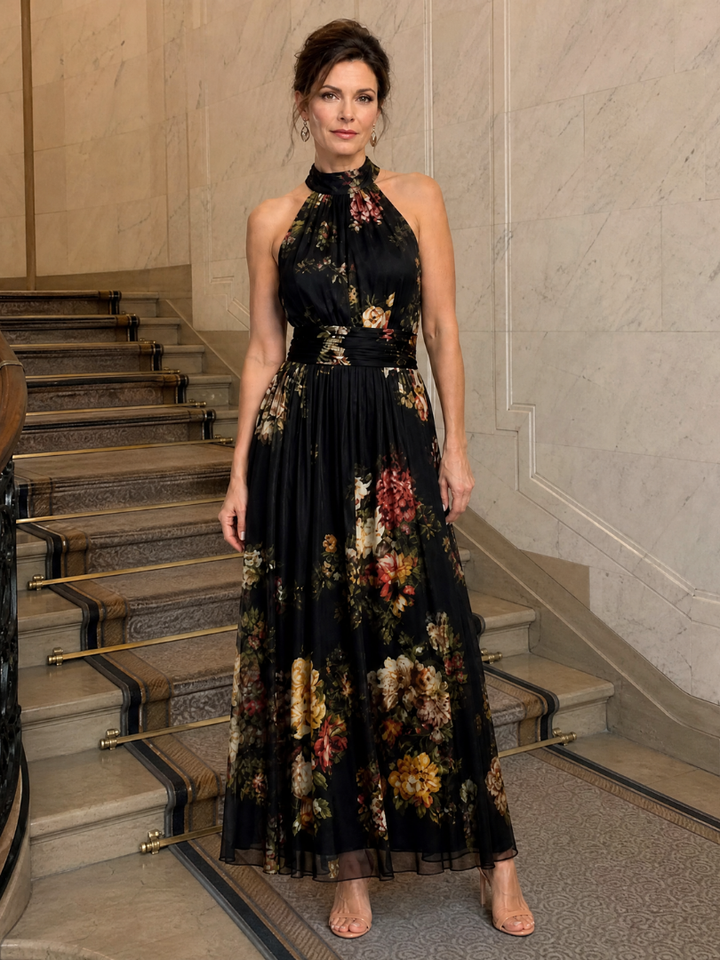 Evangeline | Floral Halter Neck Dress
