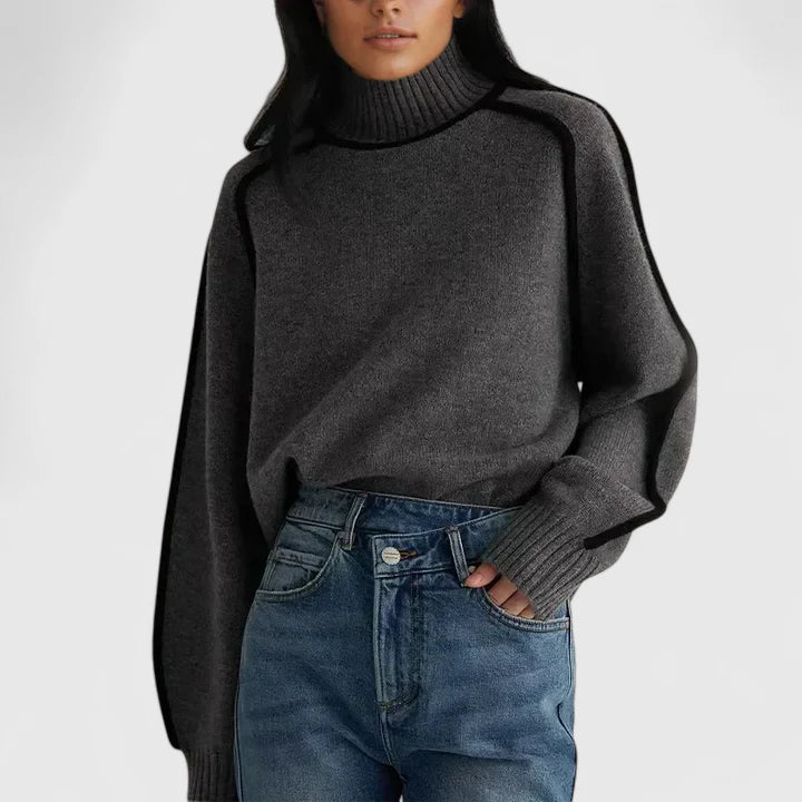 Heloise | Soft Piped Turtleneck Sweater