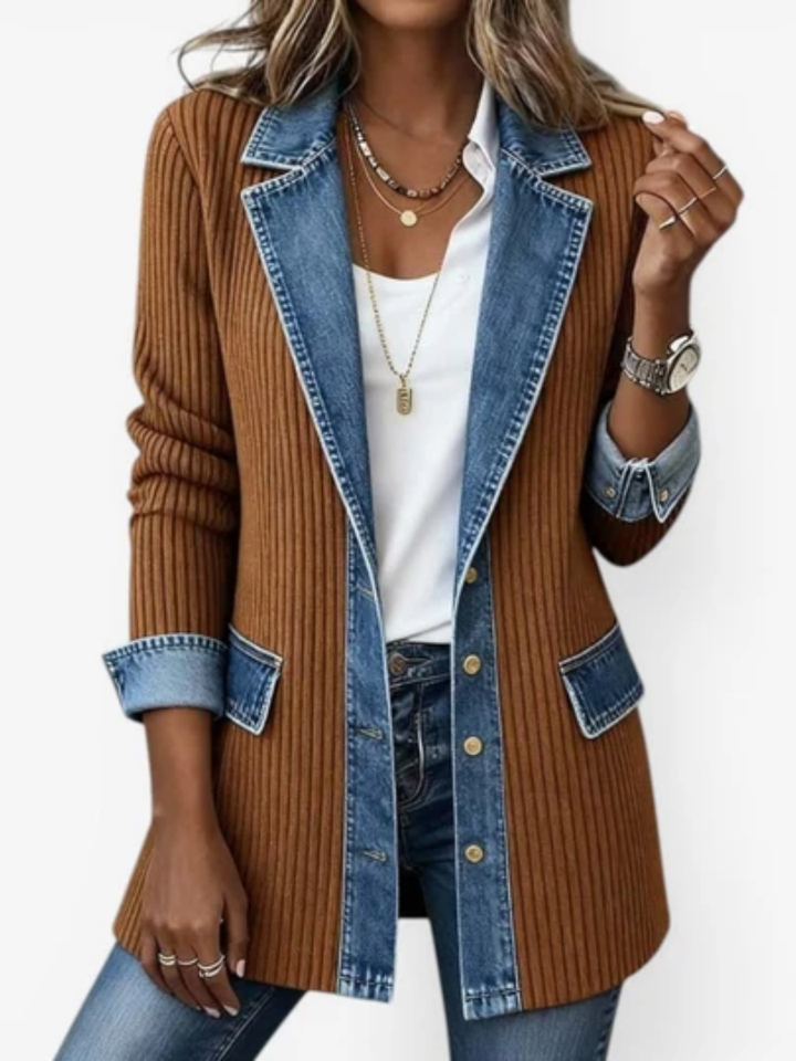 Elaina | Textured Contrast Jacket