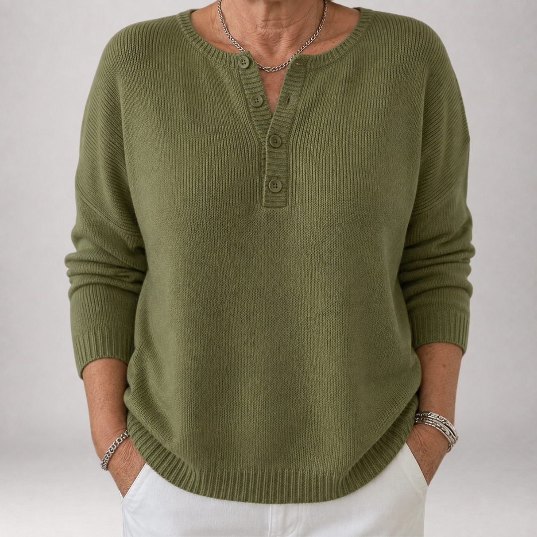 Sabine | Relaxed Button Henley Sweater