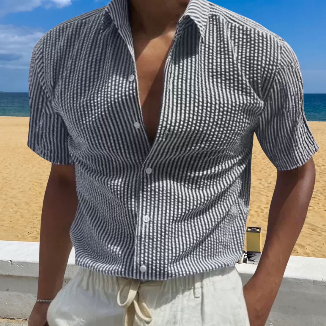 Dean | Men's Textured Stripe Short Sleeve Summer Shirt