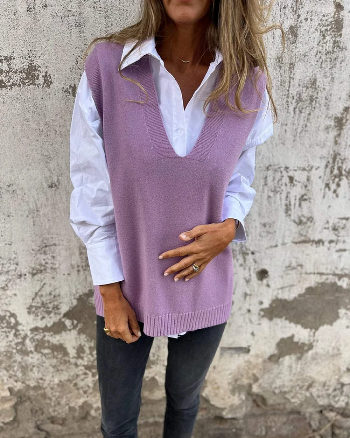 Beatrice | Relaxed V-Neck Knit Vest