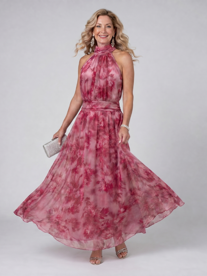 Eliza | Elegant Halter Neck Maxi Dress