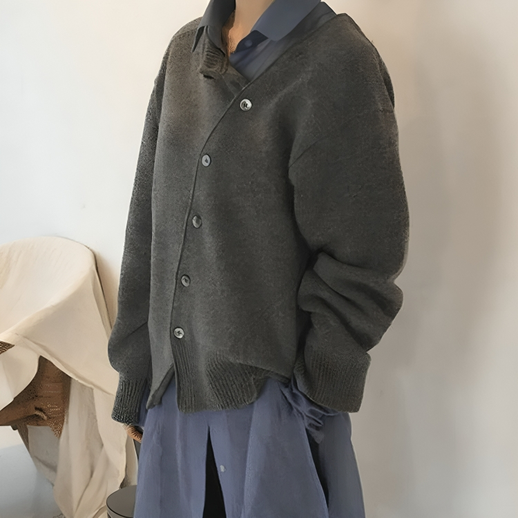 Noa | Relaxed Asymmetrical Button Cardigan