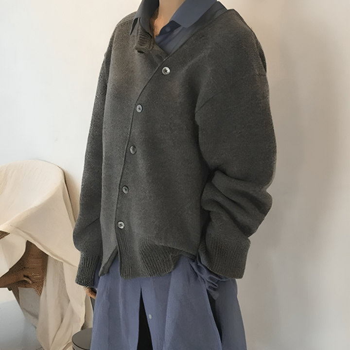 Noa | Relaxed Asymmetrical Button Cardigan