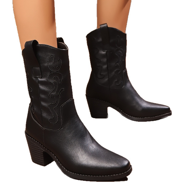 Rosamund | Western-Inspired Mid-Calf Boots