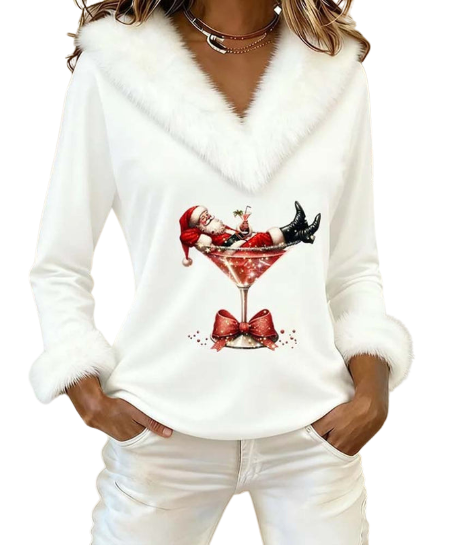 Holly | Festive V-Neck Holiday Top