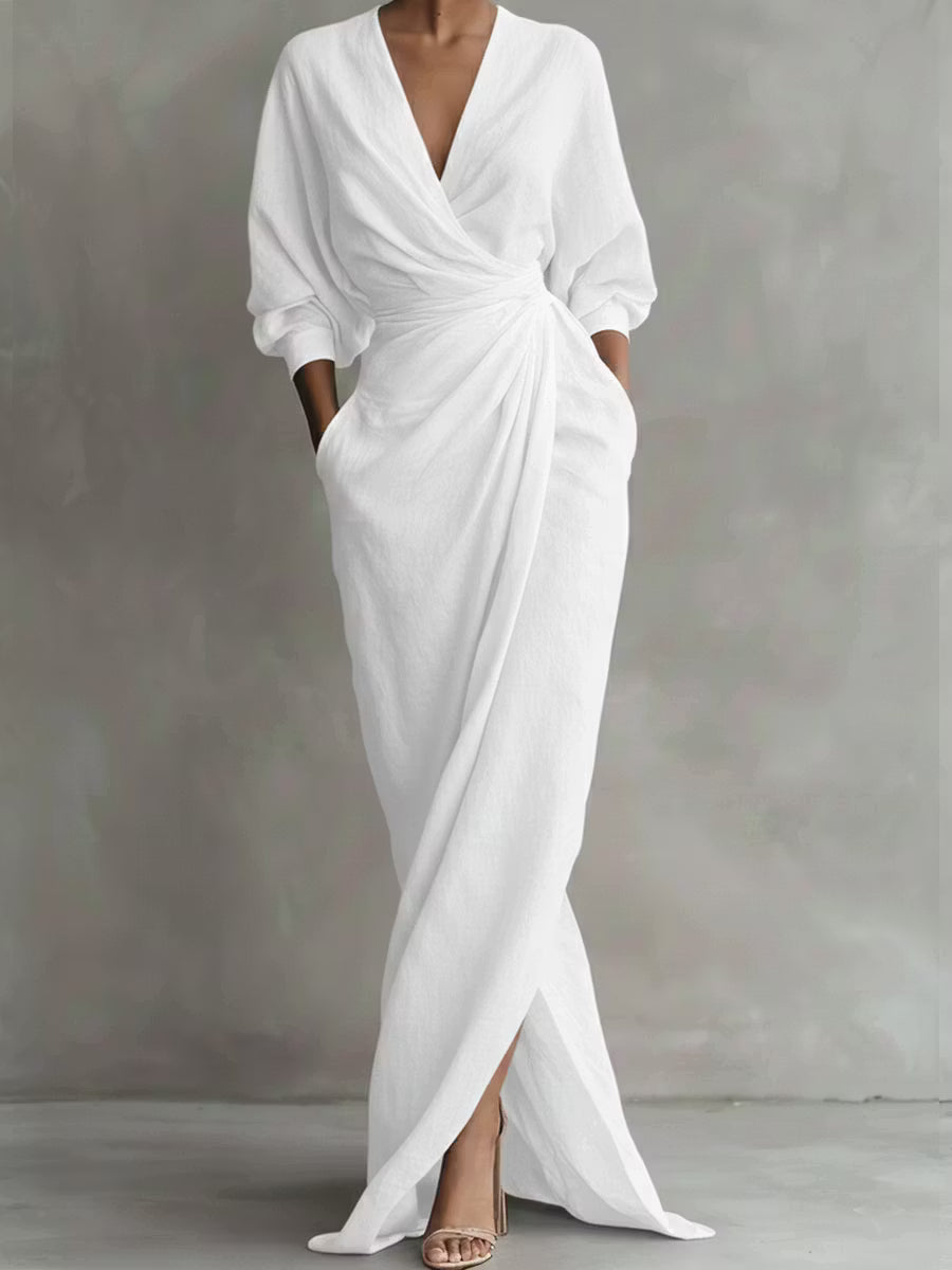 Marigold | Draped Wrap Maxi Dress