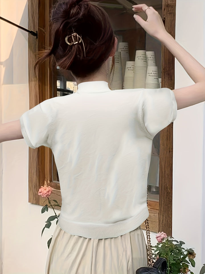 Josephine | Refined Mock-Neck Short-Sleeve Top