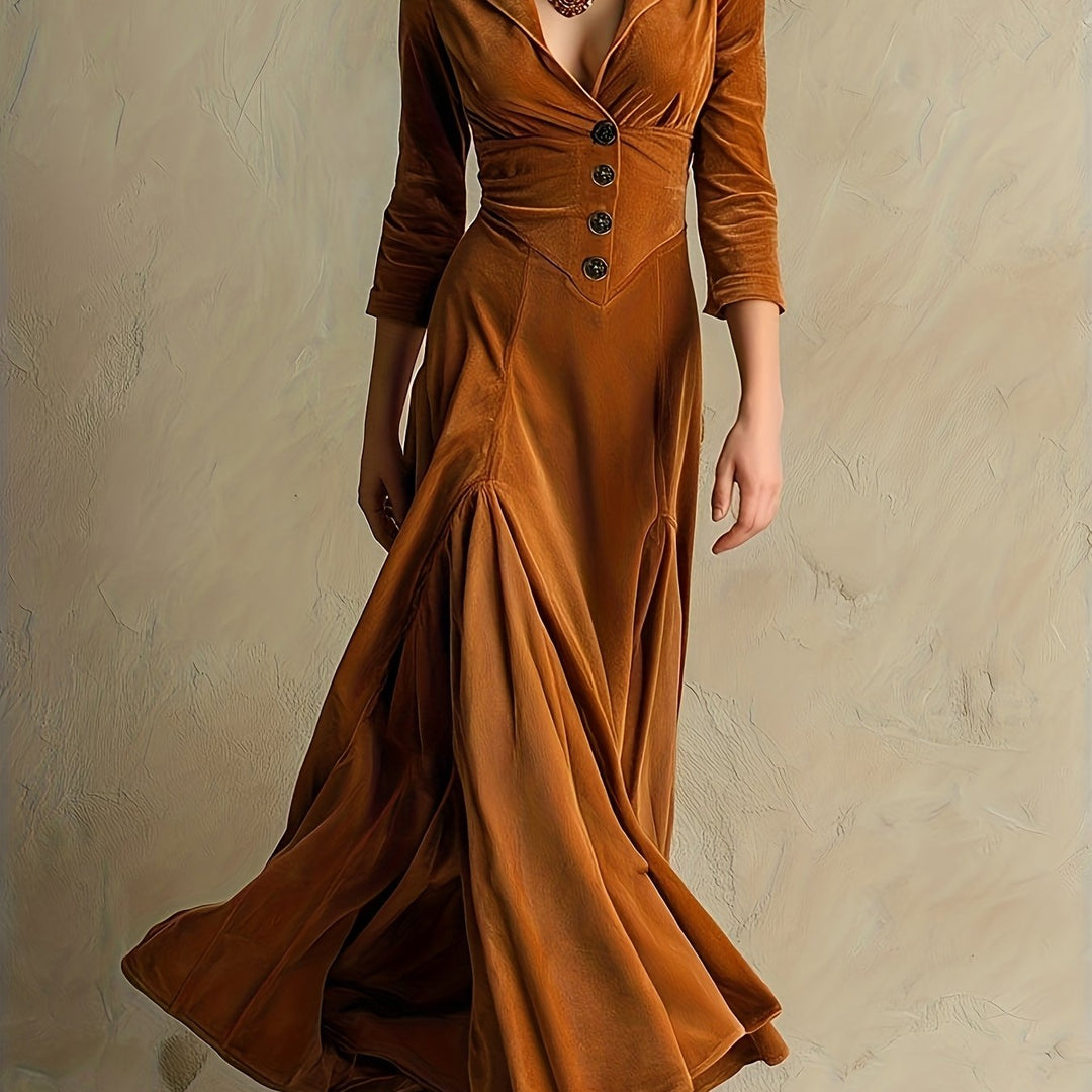 Amabel | Elegant Button-Front Collar Maxi Dress