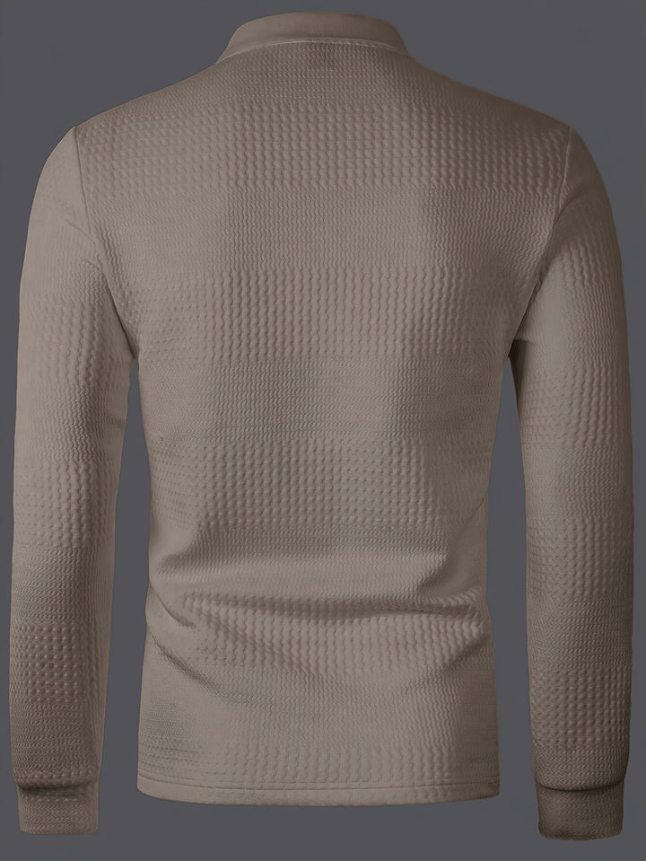 Weston | Textured Long Sleeve Polo Shirt