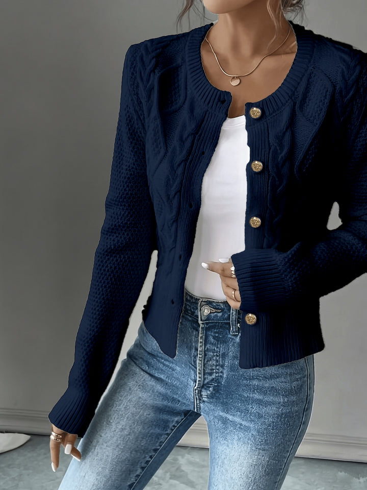 Eleanor | Cable-Knit Button-Front Cardigan
