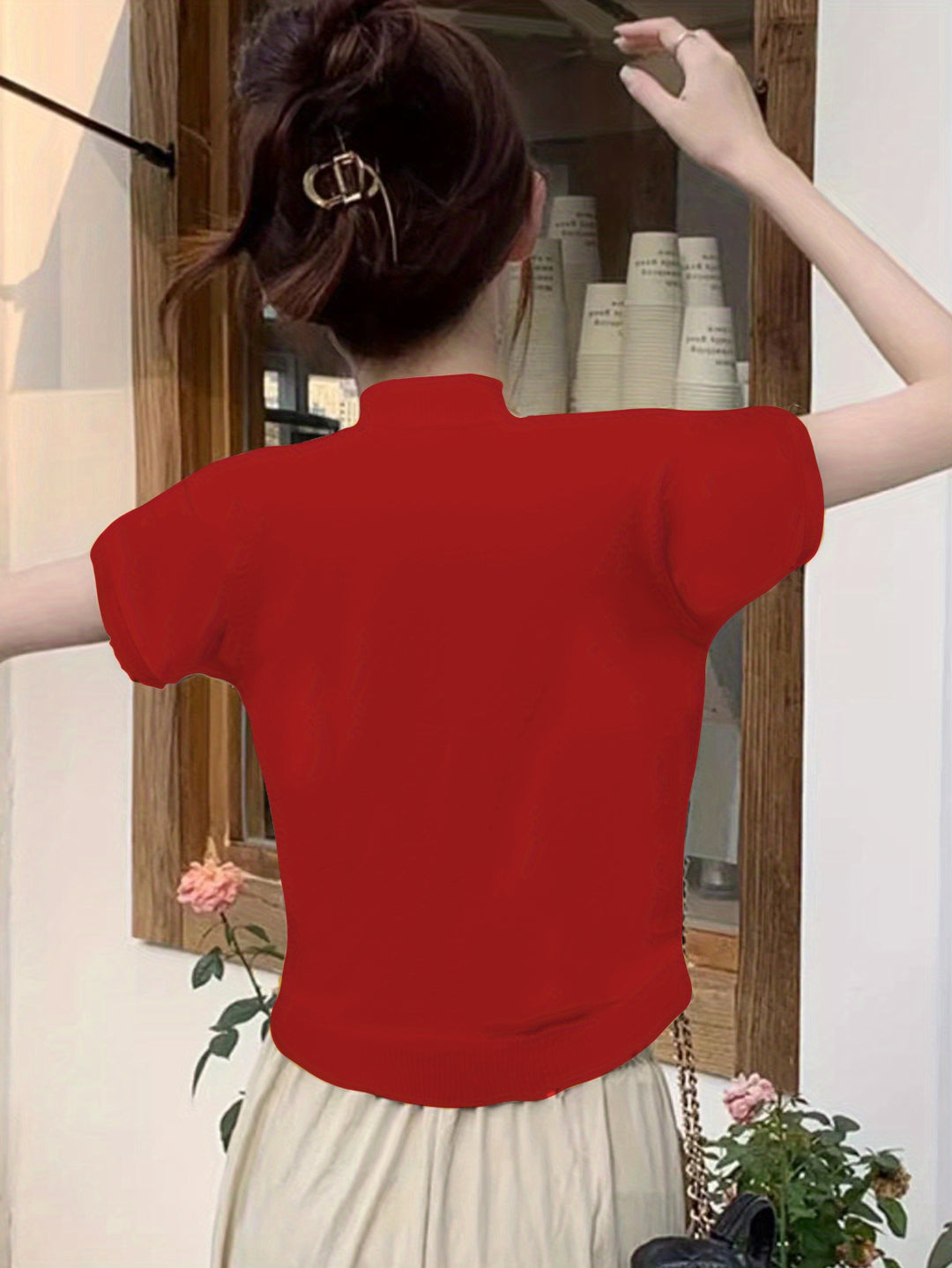 Josephine | Refined Mock-Neck Short-Sleeve Top