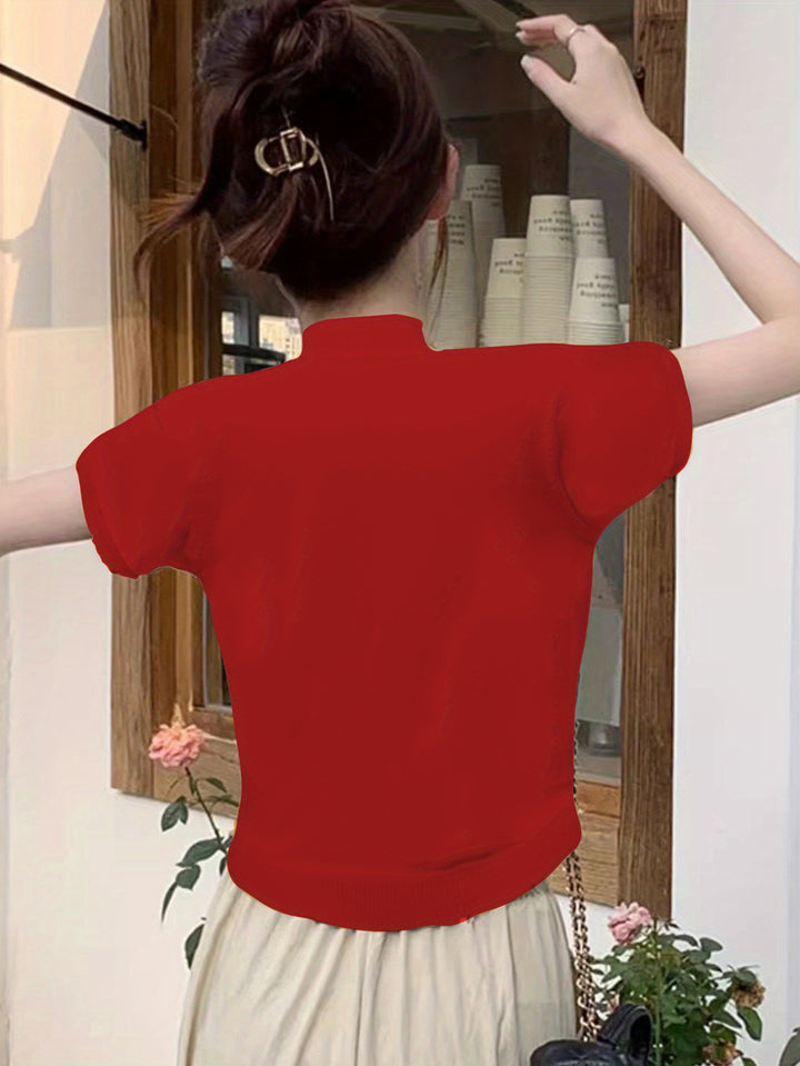 Josephine | Refined Mock-Neck Short-Sleeve Top