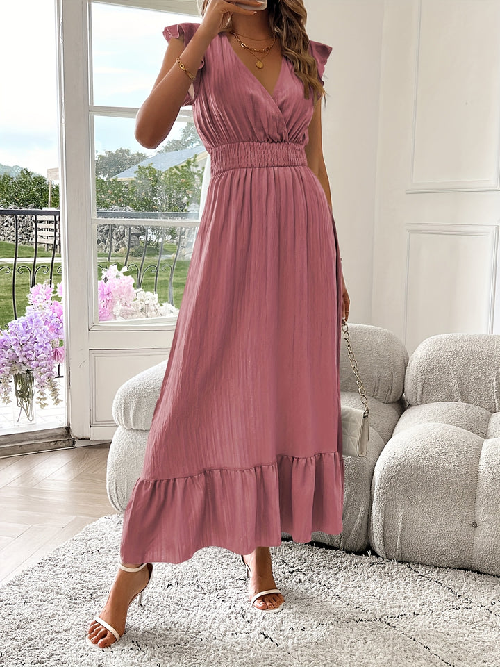 Seraphina | Ruffled V-Neck Midi Dress