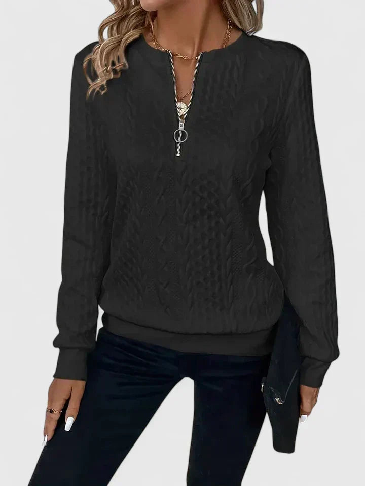 Whitney | Textured Half-Zip Sweater