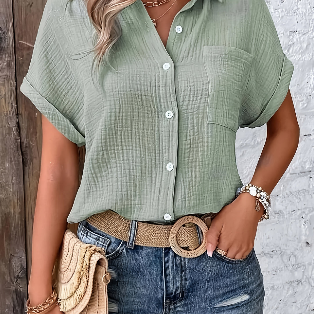 Harlow | Women's Textured Oversized Button-Up Shirt