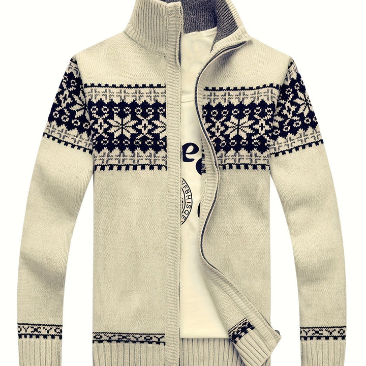 Gregory | Snowflake-Knit Zip Cardigan