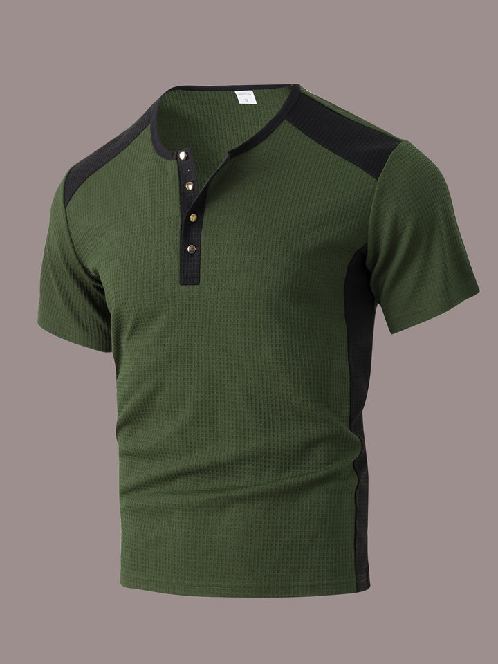 Tate | Men's Waffle Knit Henley Shirt