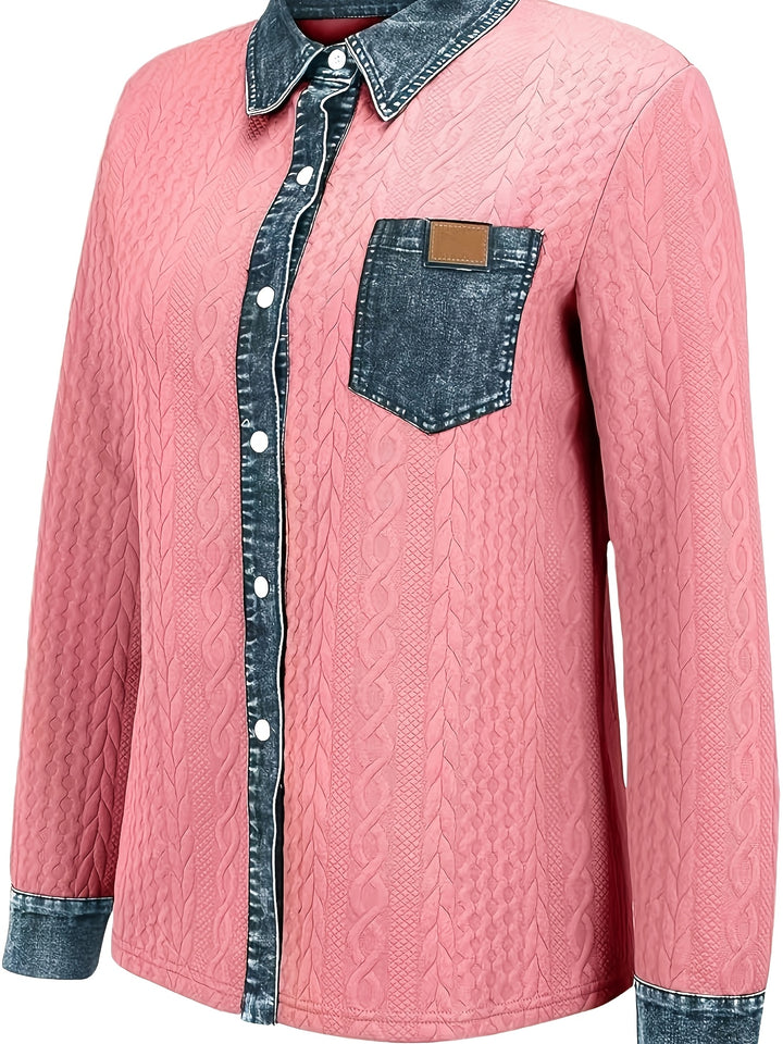 Sybil | Textured Contrast-Trim Shirt