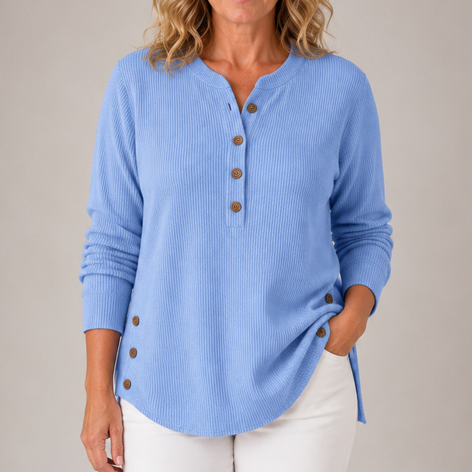 Kathryn | Ribbed Button-Detail Tunic