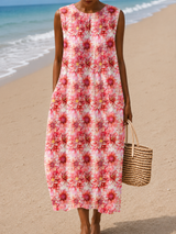 Maribel | Blooming Sleeveless Midi Dress