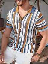Lido | Men's Striped Knit Short Sleeve Polo