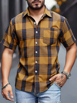Rhys | Men's Plaid Turn-Collar Short Sleeve Polo