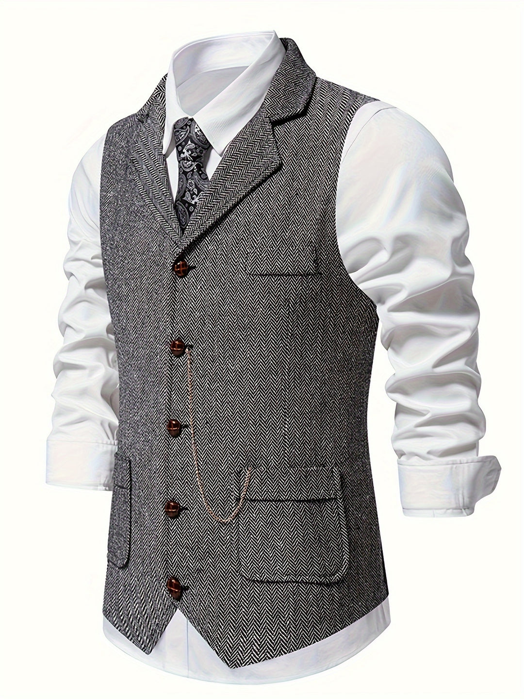 Edmund | Herringbone Single-Breasted Vest