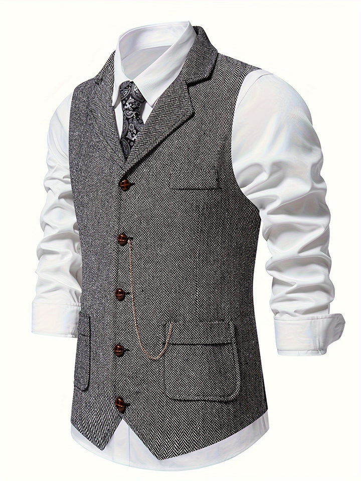 Edmund | Herringbone Single-Breasted Vest