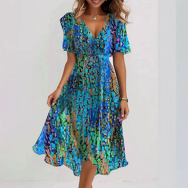Lucinda | Flowing Watercolor Midi Dress