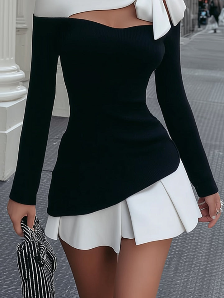 Genevieve | Two-Tone Bow Mini Dress
