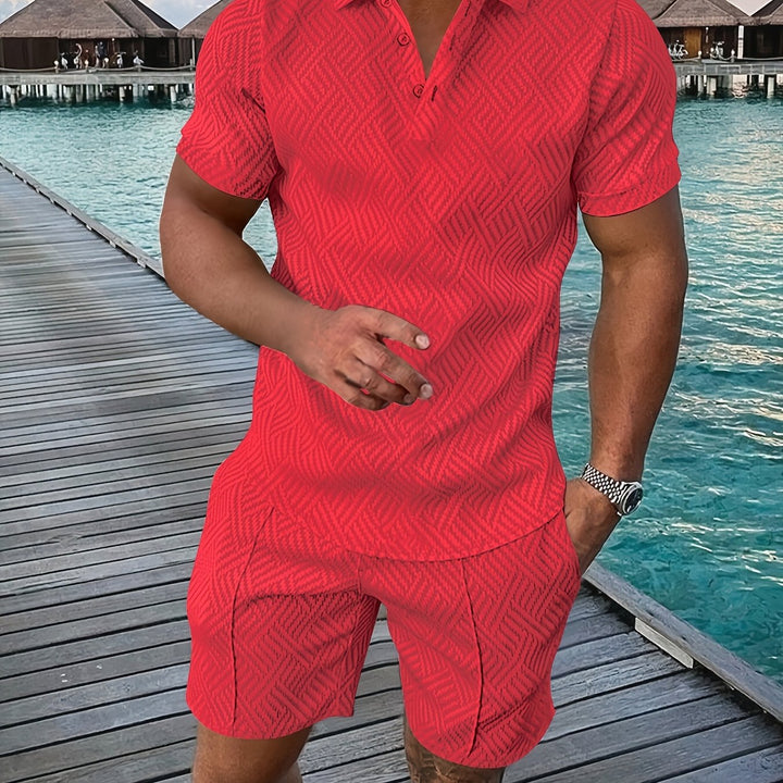 Solano | Men's Collar Button Placket Polo & Shorts Set