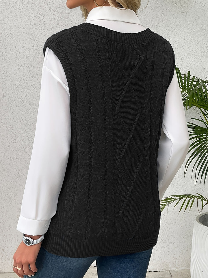 Cambria | Cable-Knit V-Neck Sweater Vest
