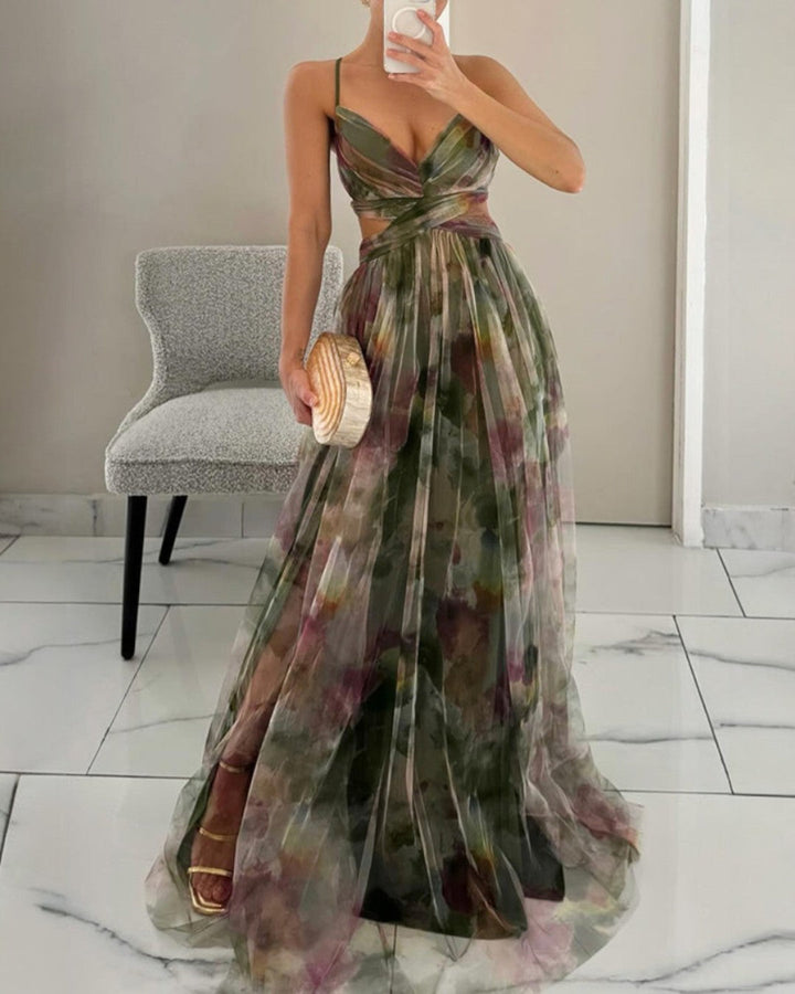 Delphinia | Flowing Watercolour Maxi Dress
