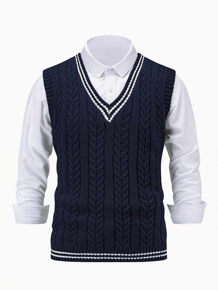 Winston | Cable-Knit V-Neck Sweater Vest