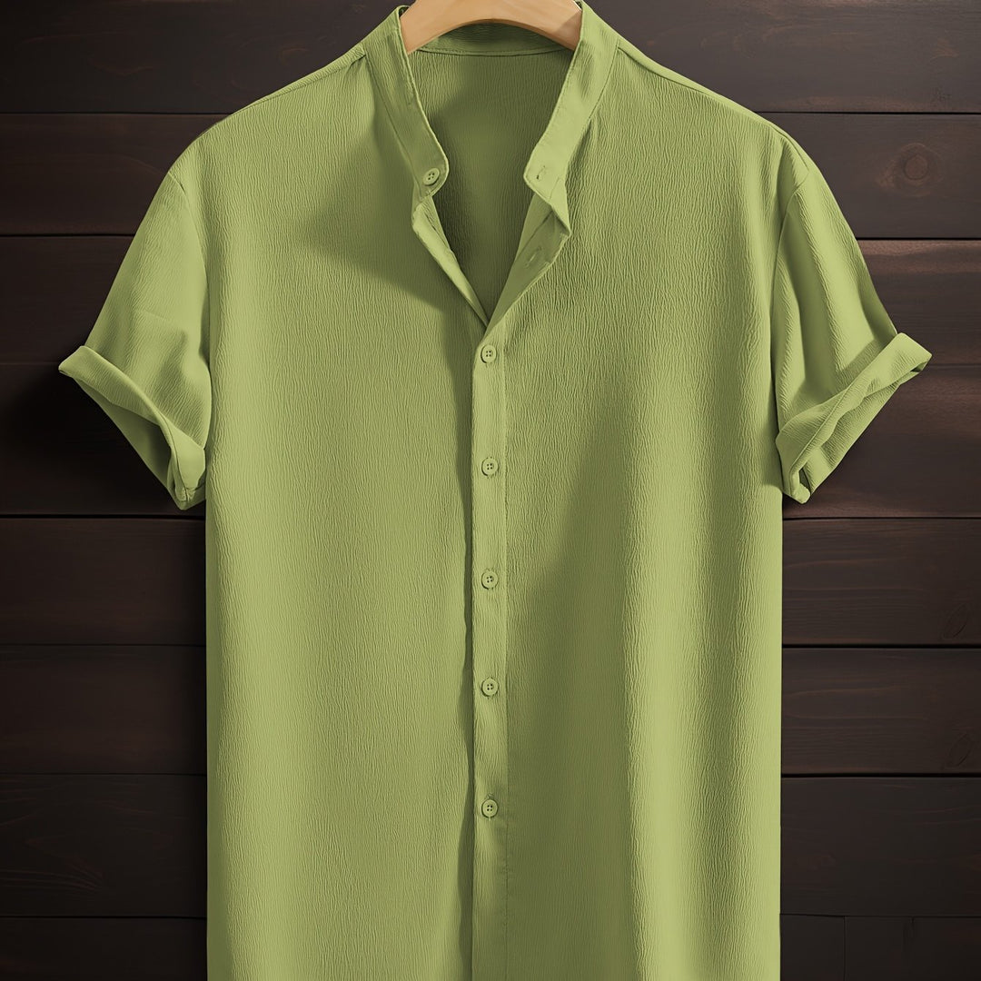 Harlan | Men's Textured Stand Collar Short Sleeve Shirt